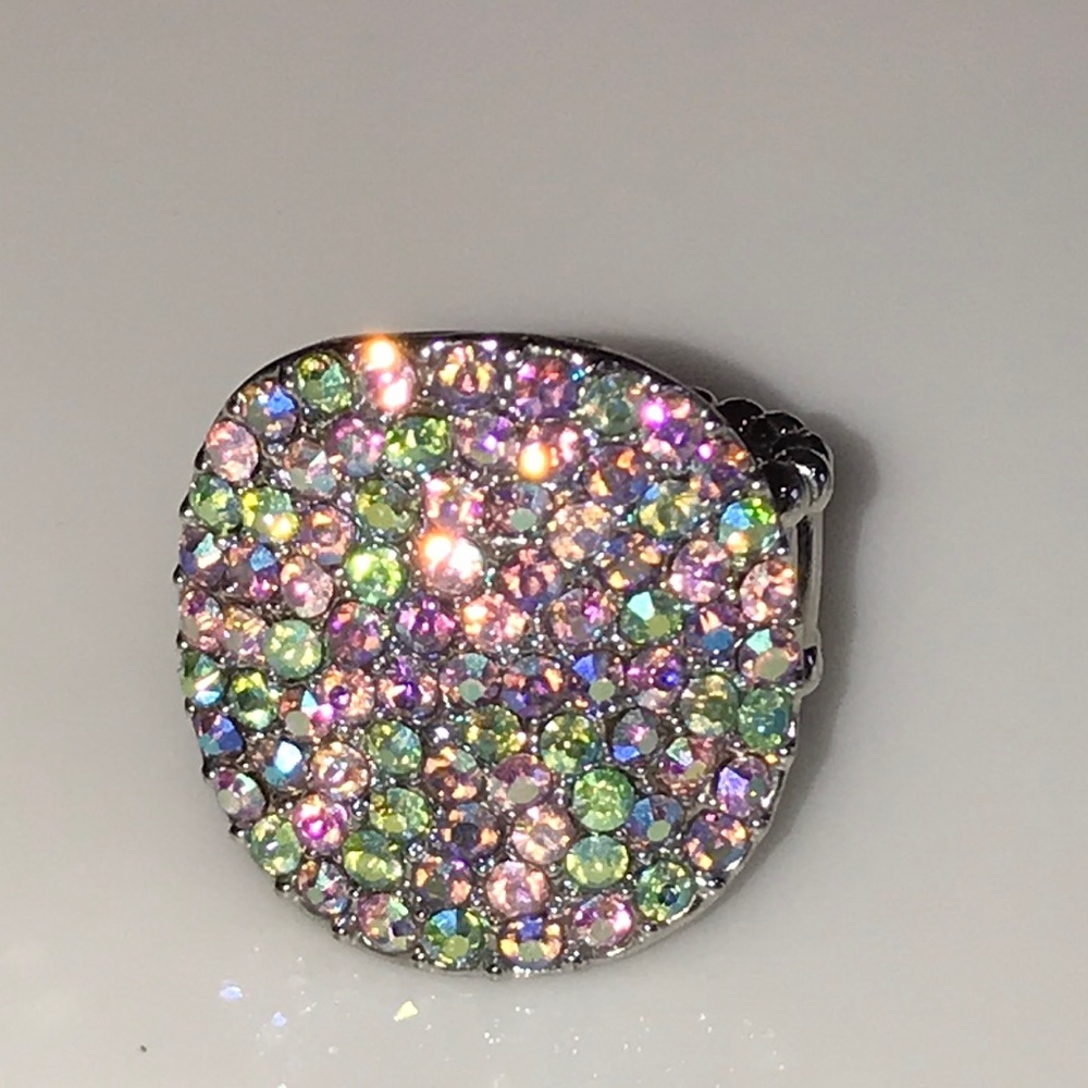 Gorgeous  Silver Pink Crystal Acrylic Stretch Ring